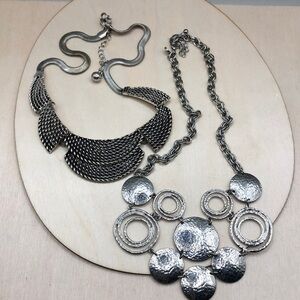Curated bundle modernist-brutalist style statement bib necklace lot 2